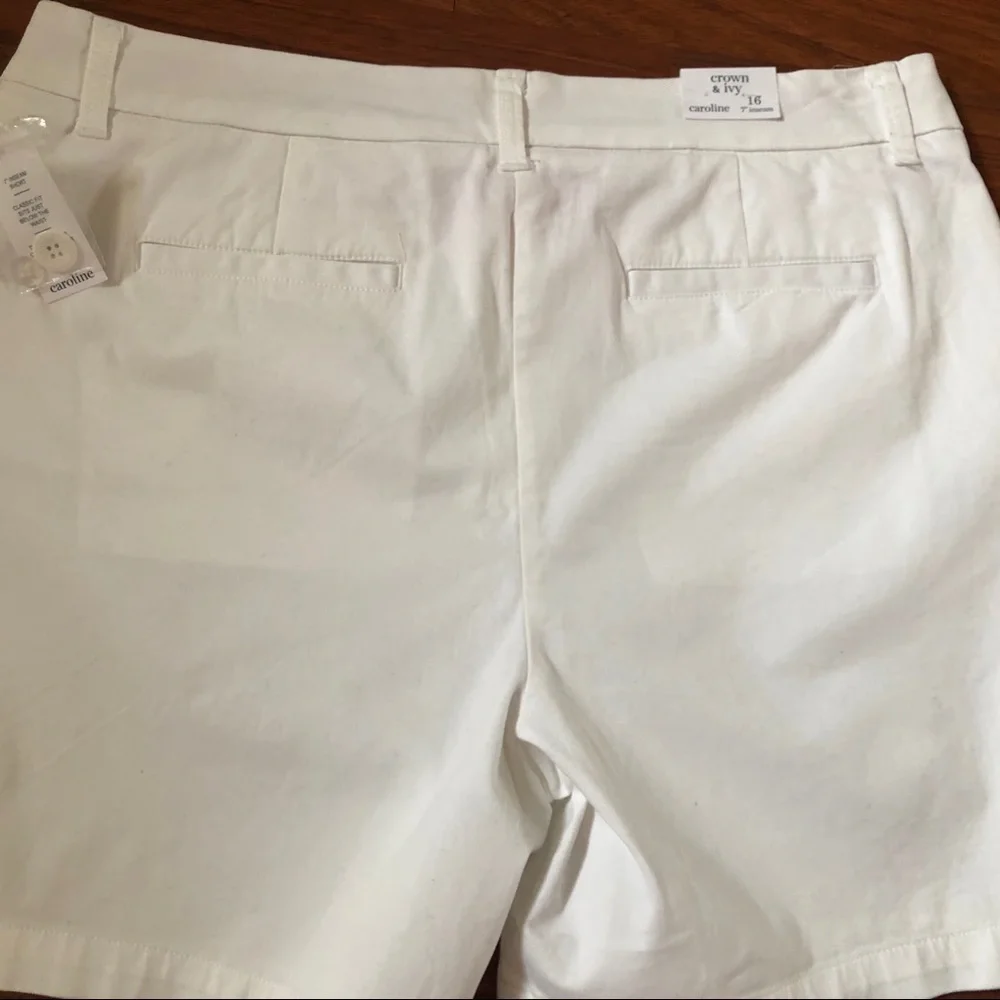 Crown & Ivy Caroline 7” Inseam Shorts Classic Fit Comfort White Size 16 New - Picture 6 of 12